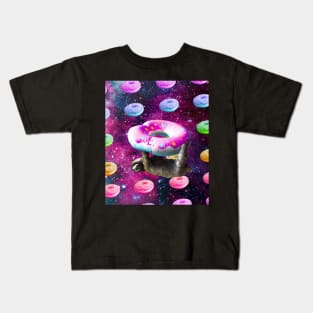Space Sloth Riding Rainbow Donut Kids T-Shirt